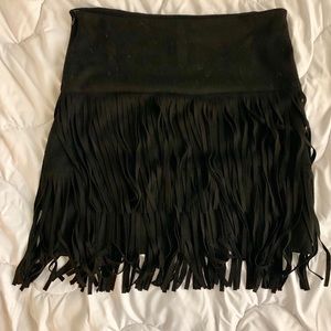 AQUA faux suede mini fringe skirt!